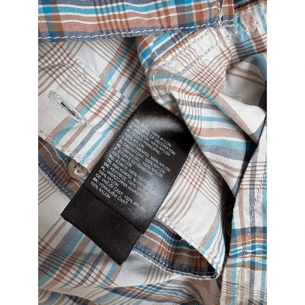 The North Face Plaid Short Sleeve Button Down Shirt Outdoors Hiking Fishing Trek